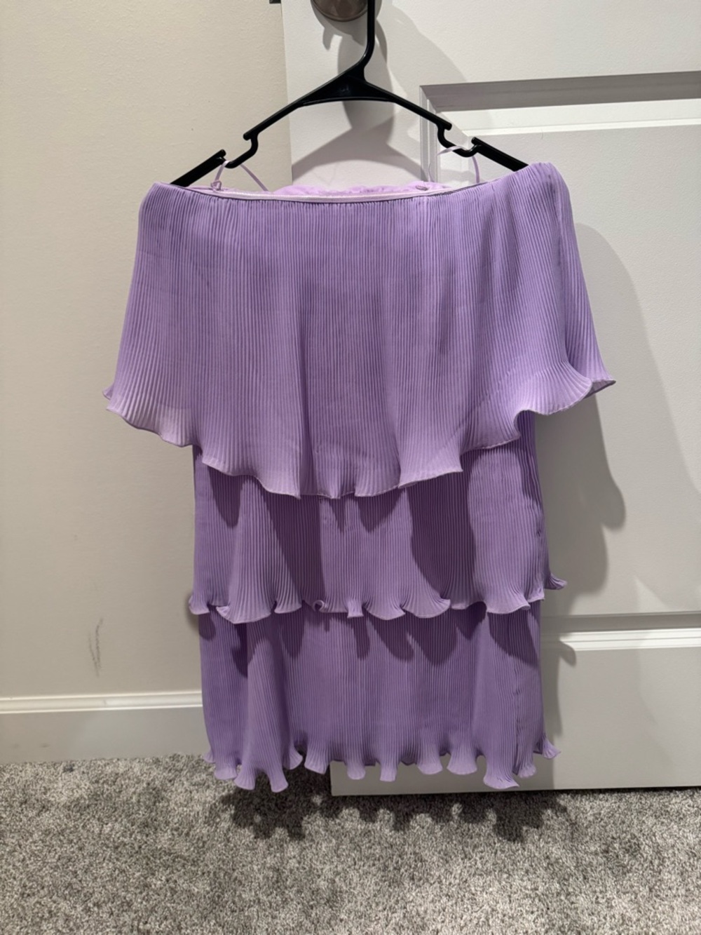 Strapless Lavender Tiered Ruffle Dress